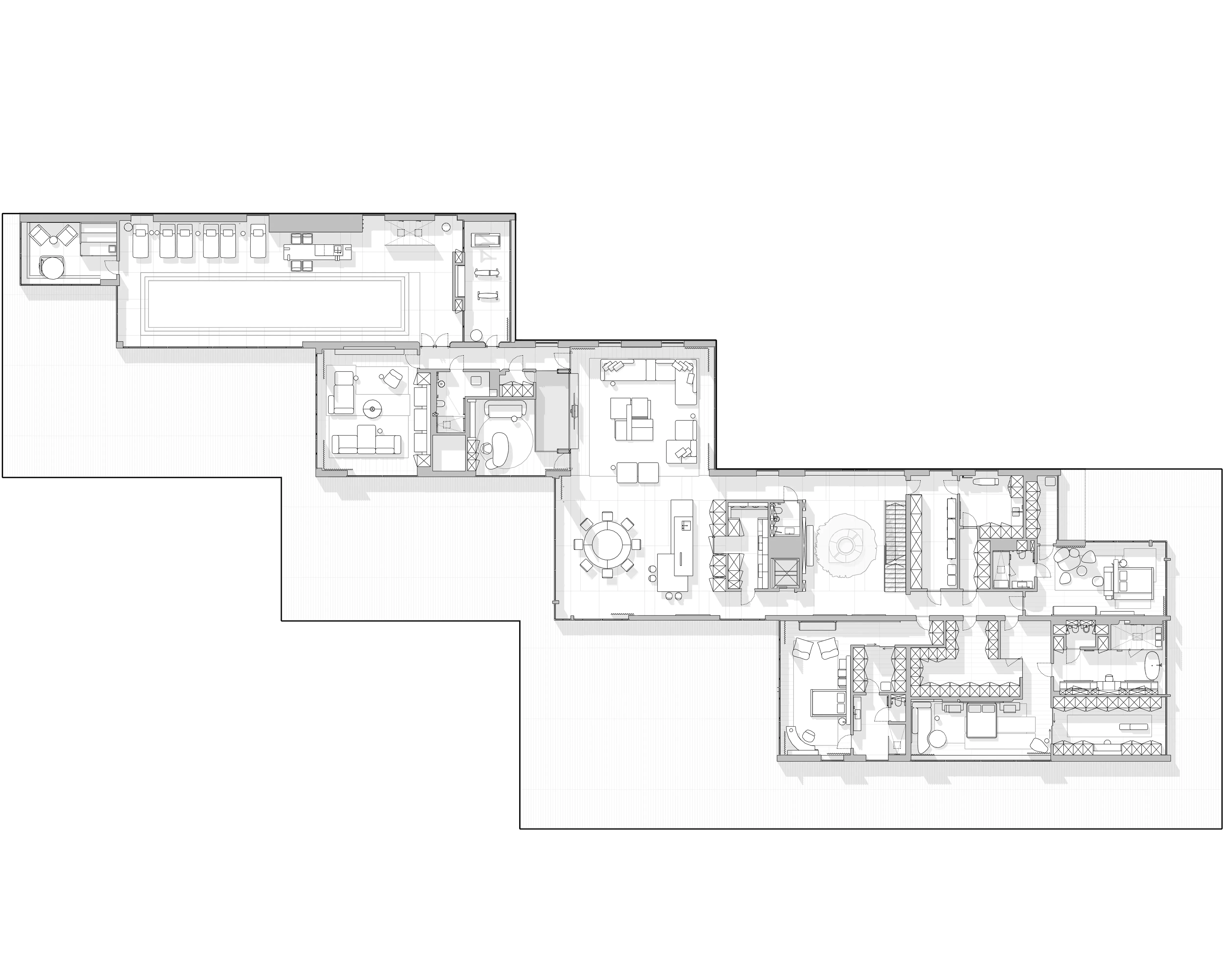 Floor plan of multi-level residence layout, The Secret Court, Poland