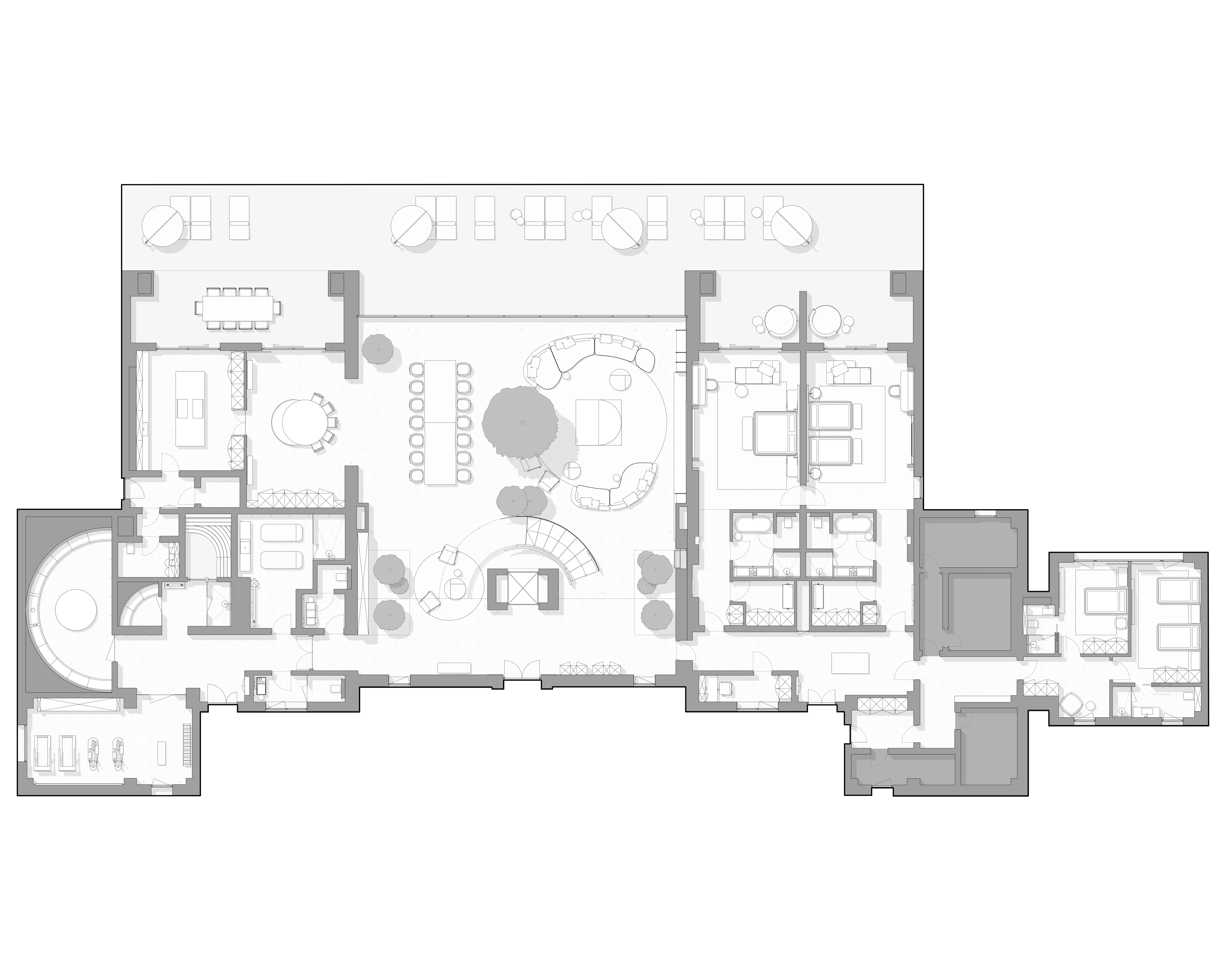 Floor plan layout of villa suite with bedrooms and living areas, The Crown Villa Regnum Carya, Antalya