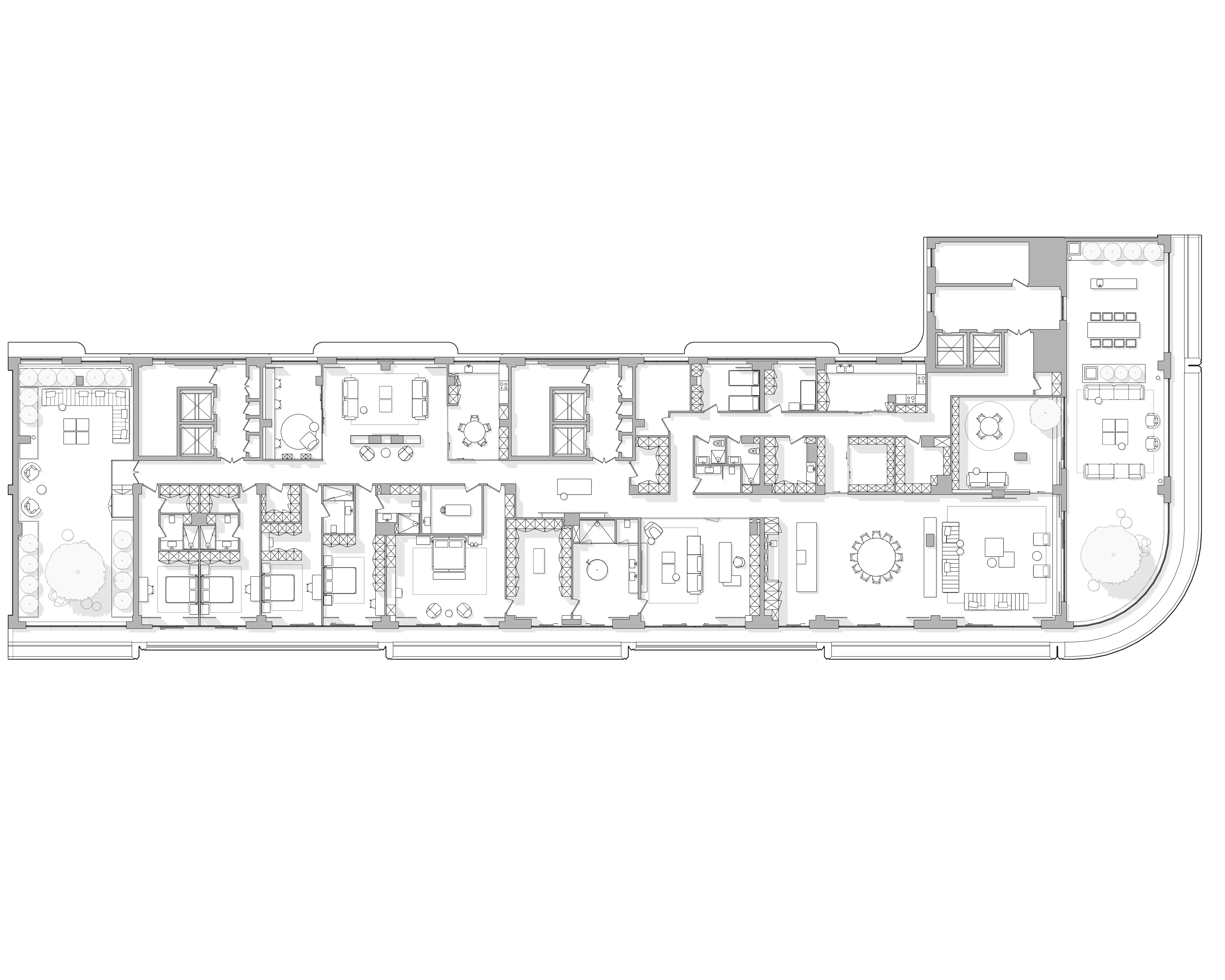 Detailed floor plan of multi-room apartment layout, The Horizon Residence, Hong Kong